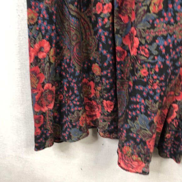 VINTAGE David Warren Dress Womens 12 Black Floral Paisley Made USA Back Zip 80s - Picture 9 of 16